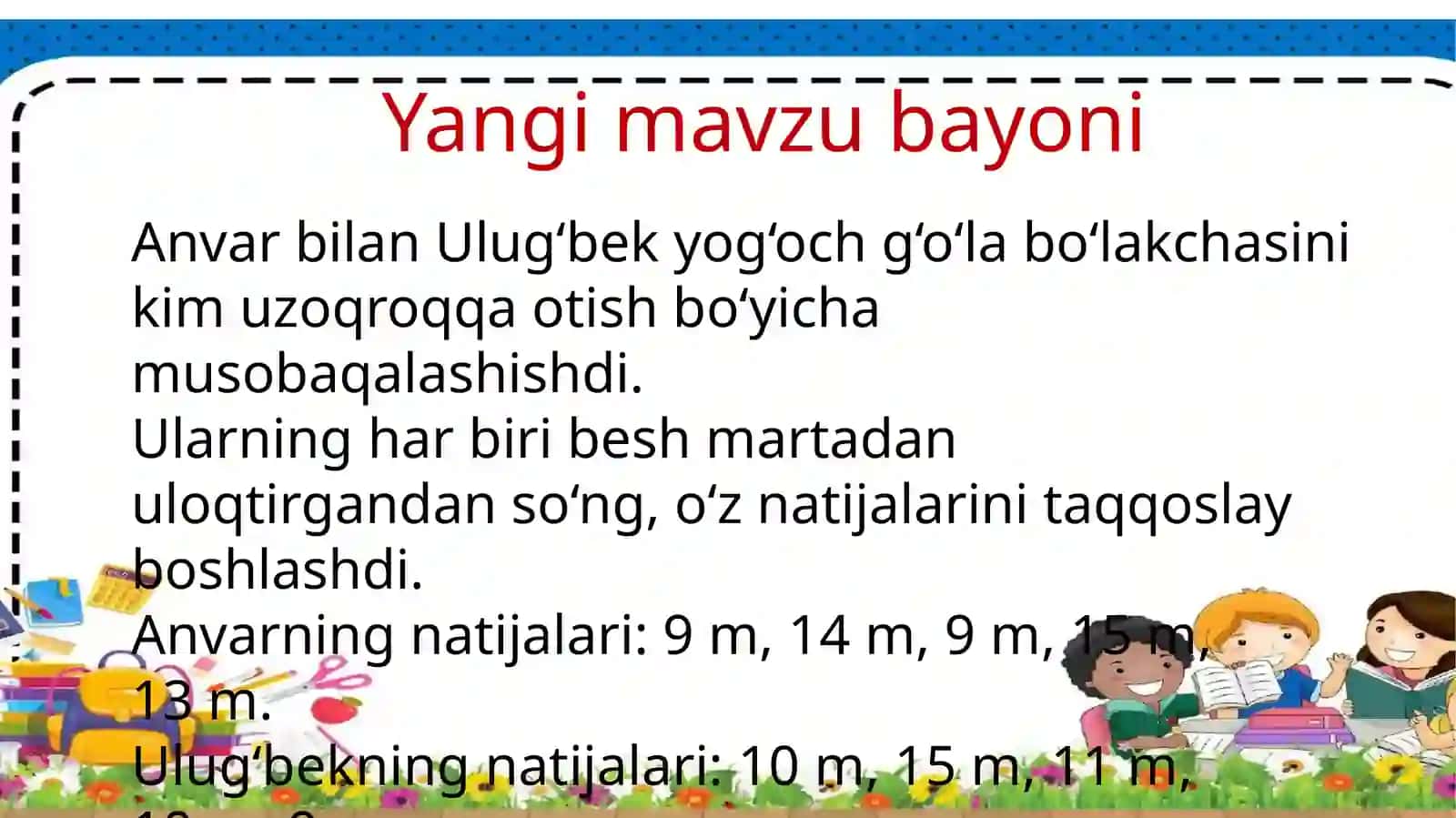 O‘rtaarifmetikni topish 4