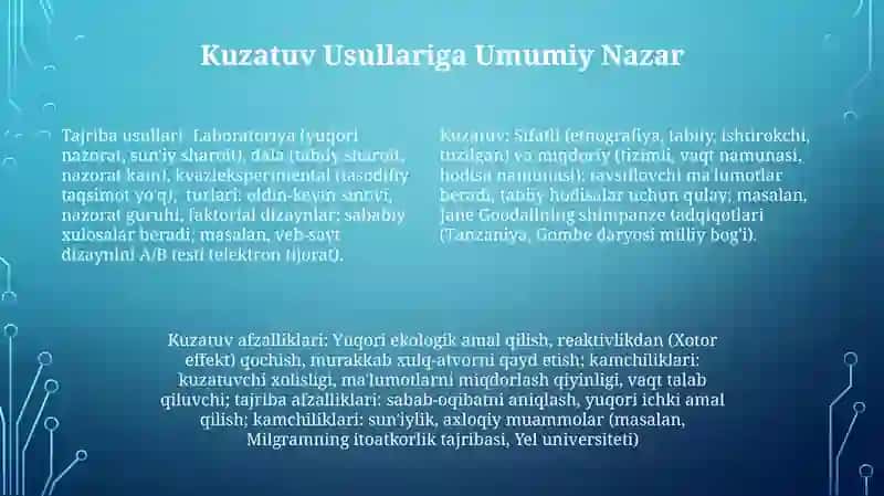 Kuzatish metodi va uning afzalliklari 4
