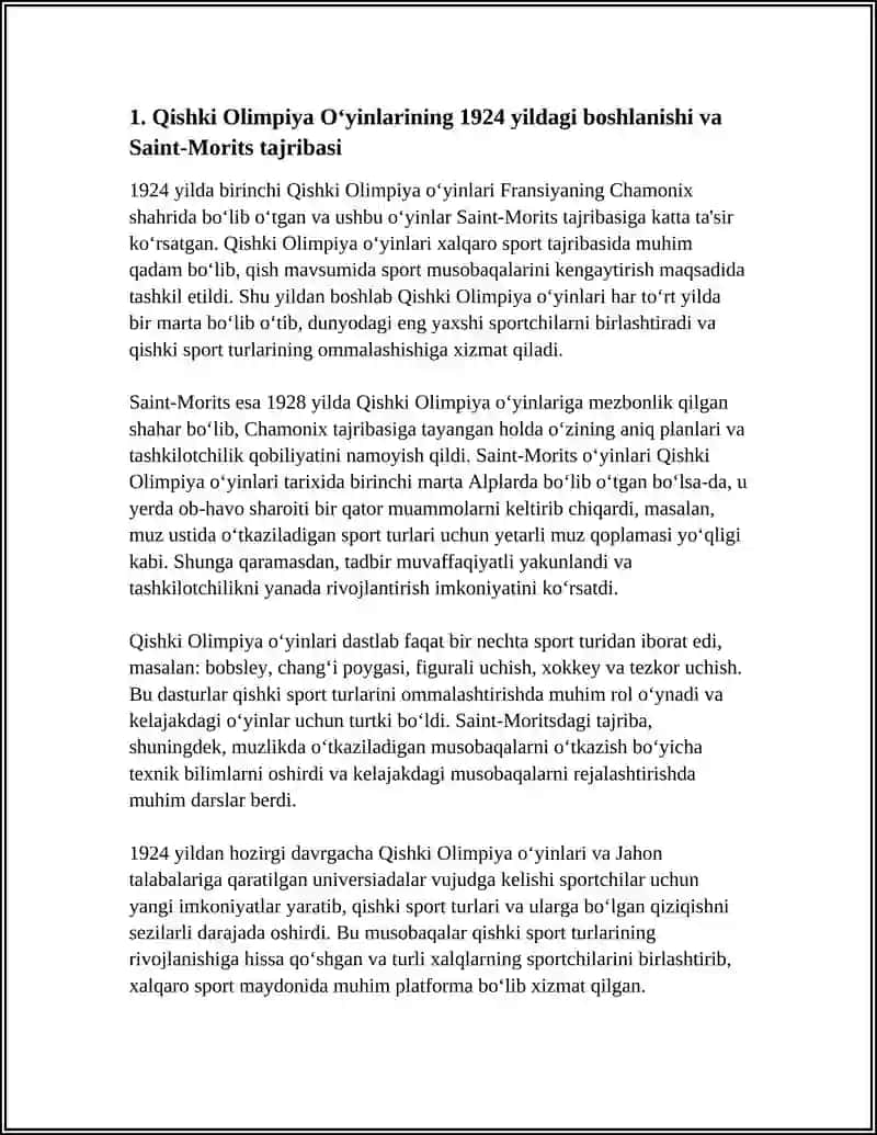 QISHKI OLIMPIYA OʻYINLARI (1924- HOZIRGI DAVRGACHA) 4