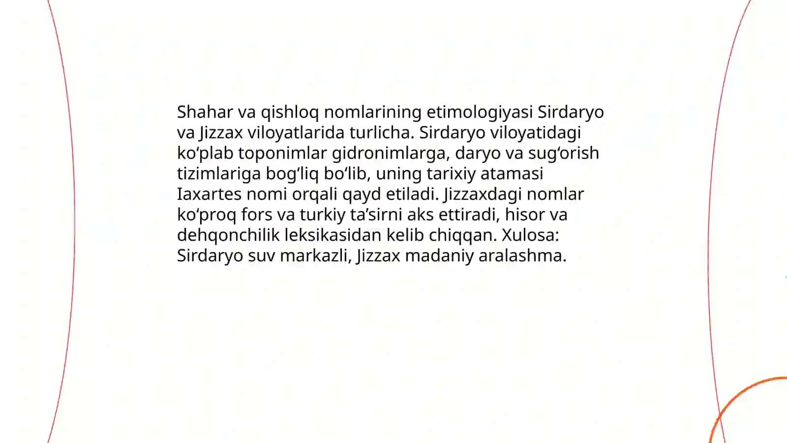 Sirdaryo va Jizzax viloyati toponimlarini solishtirish 4