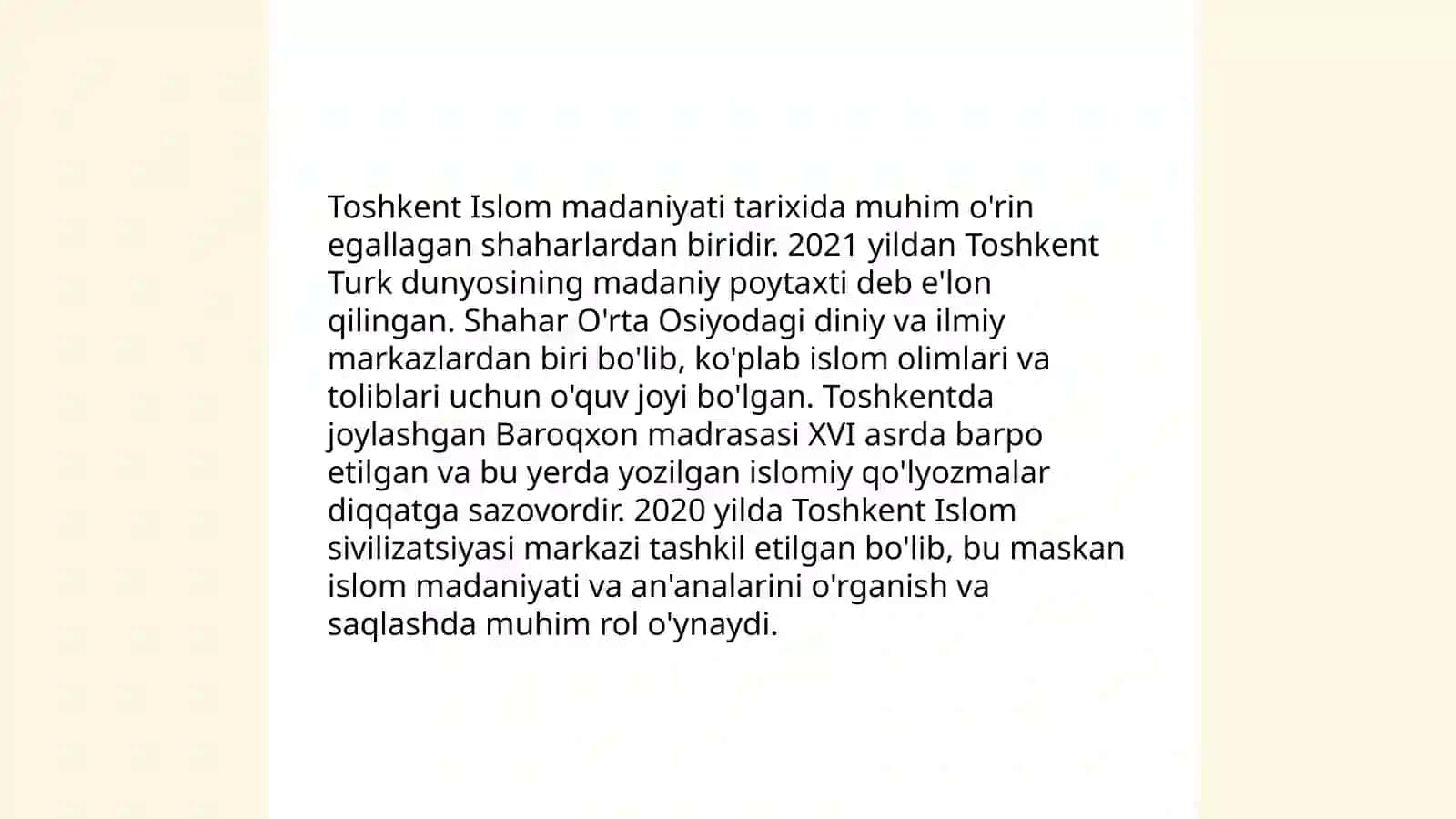 Toshkent-Islom madaniyati poytaxti 4