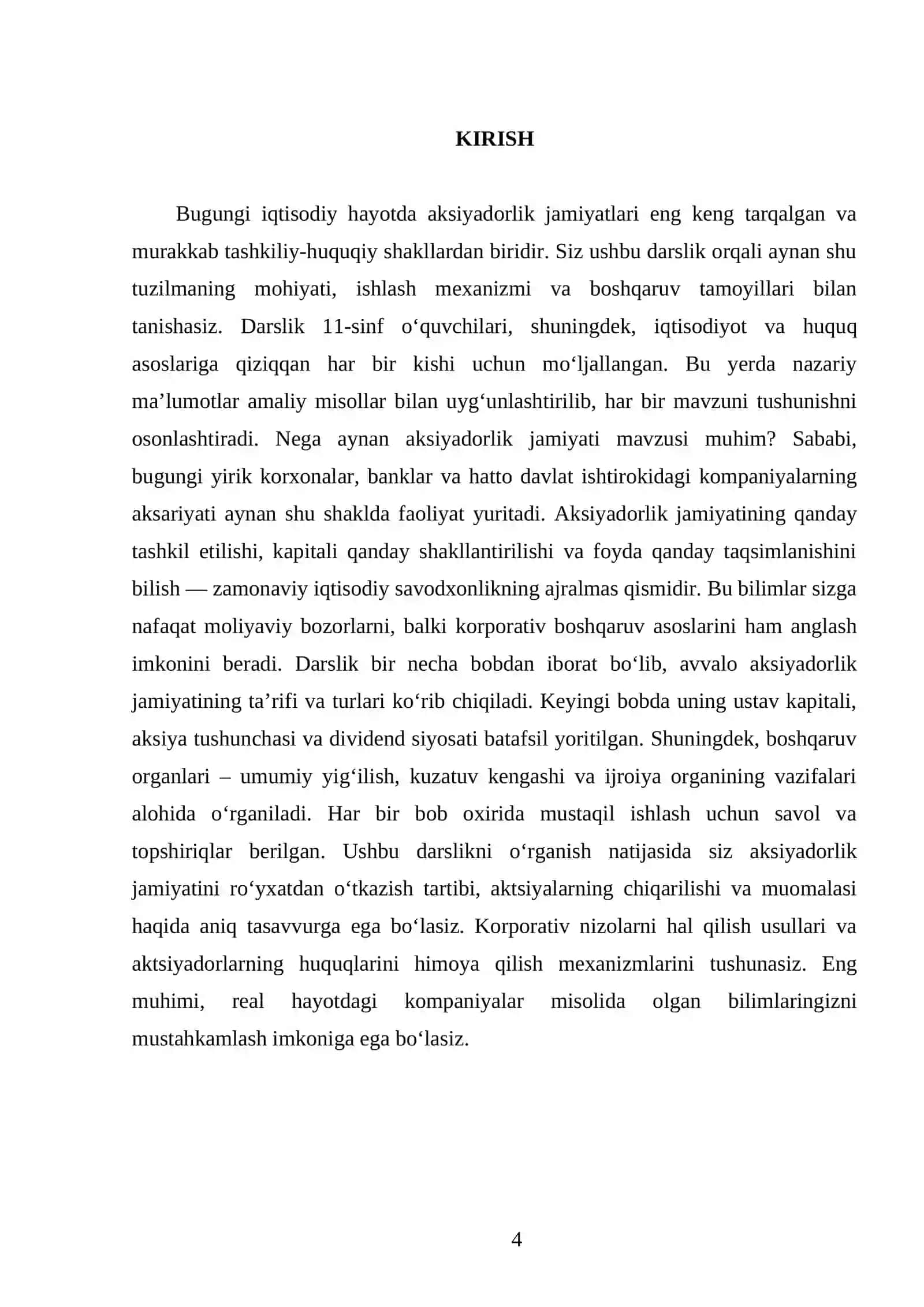 AKSIYADORLIK JAMIYATI 11 - SINF 4