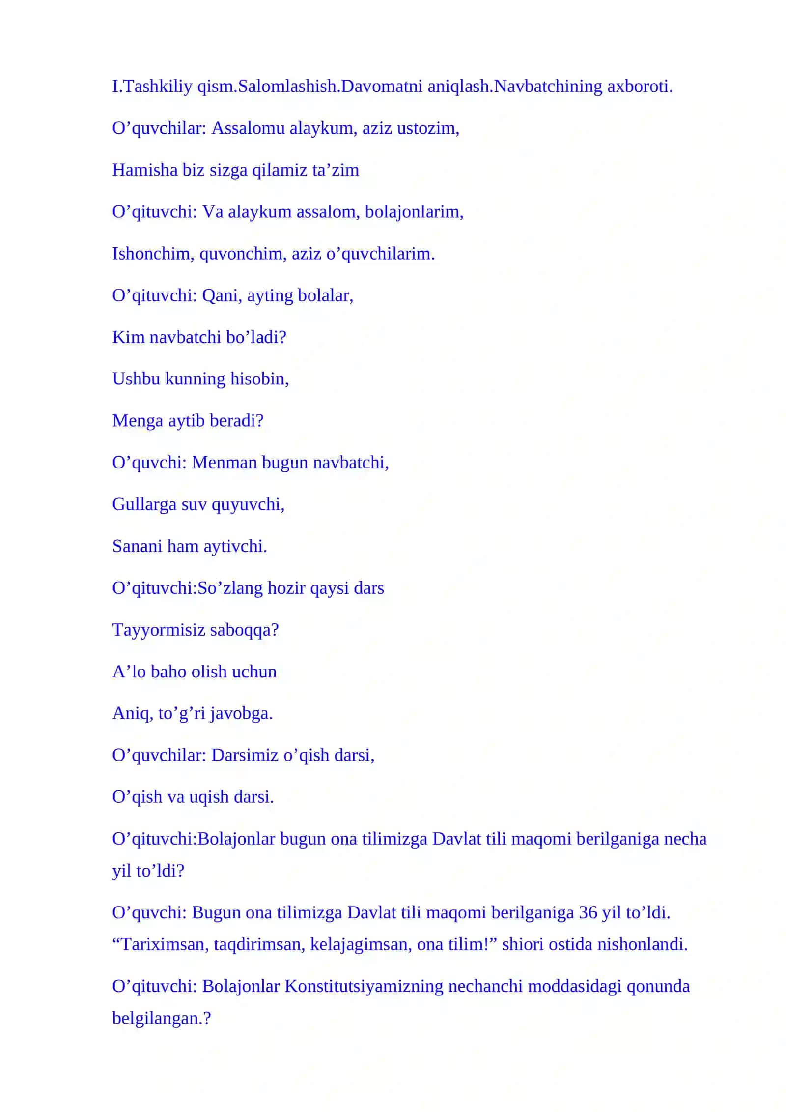 1-sinf o'qish Kitobsevar bobom 3-chorak dars ishlanma 4