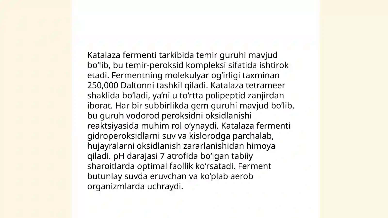 Katalaza fermenti funktsiyalari 4