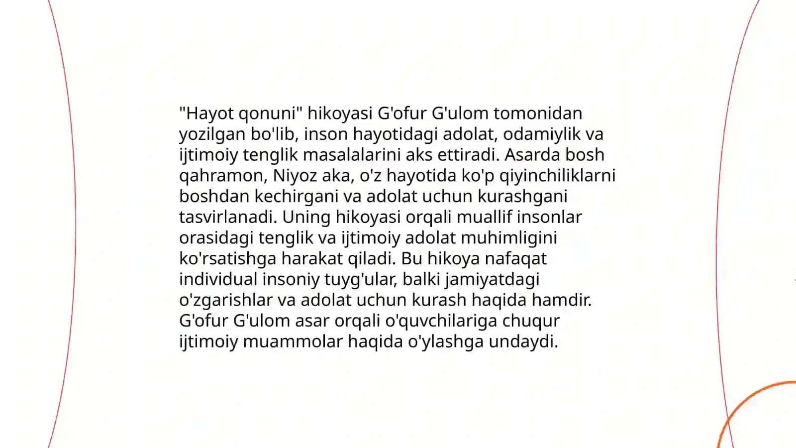 Hayot qonuni'' hikoyasi 4
