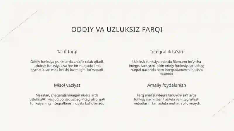 Integrallanuvchi funsiyalar sinfi 4