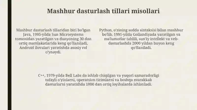 Dasturlash tillarining tasnifi 4