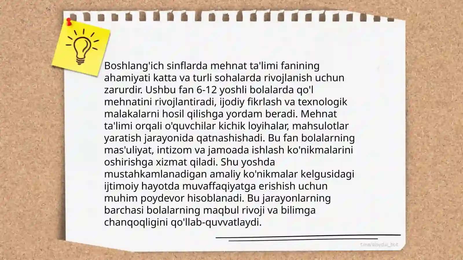 Boshlang`ich sinflarda Mehnat ta'limining mazmuni 4
