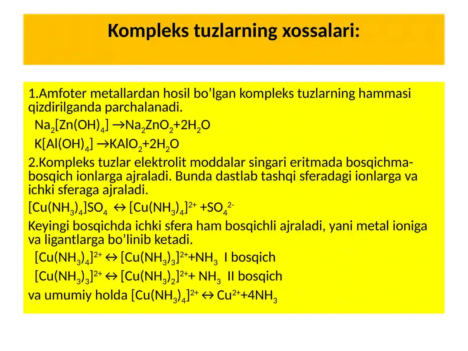 Kompleks birikmalar turlari va xossalariga doir masala yechish 4