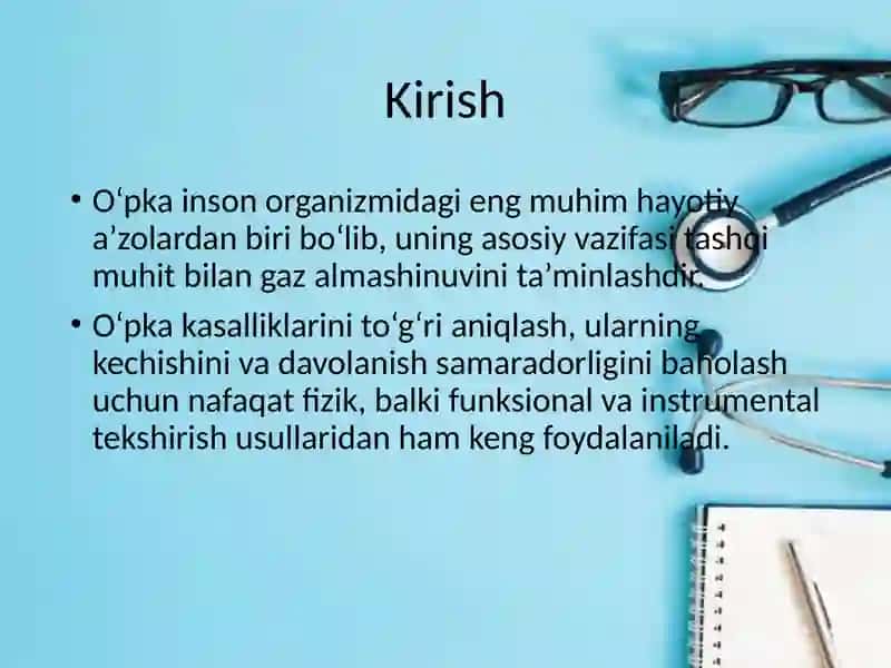 O‘pkani funksional va instrumental tekshirish usullari: spirometriya, 4
