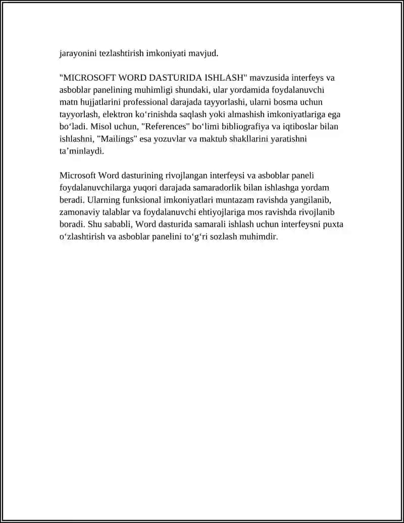 MICROSOFT WORD DASTURIDA ISHLASH 4