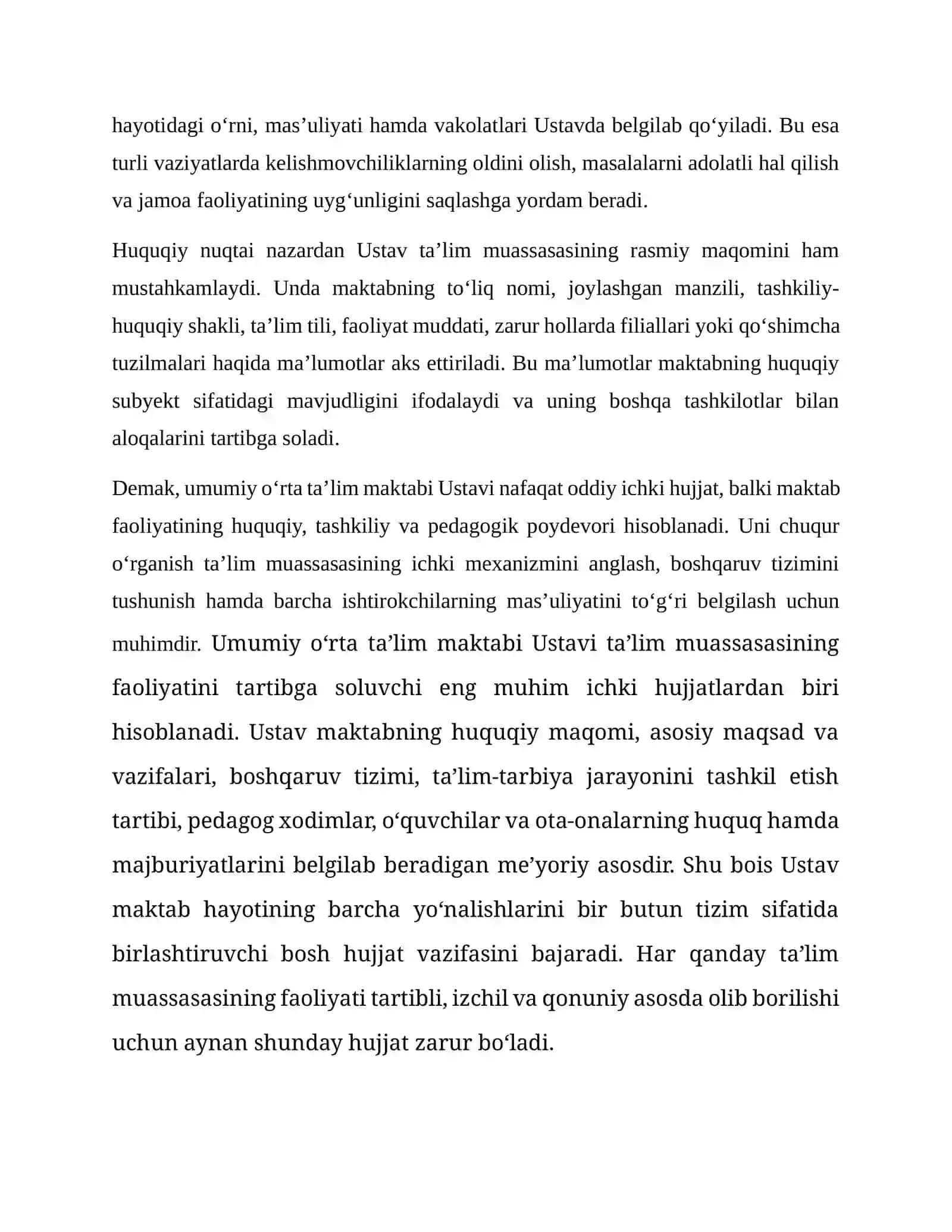 Umumiy o‘rta ta’lim maktabi Ustavini o‘rganish 4