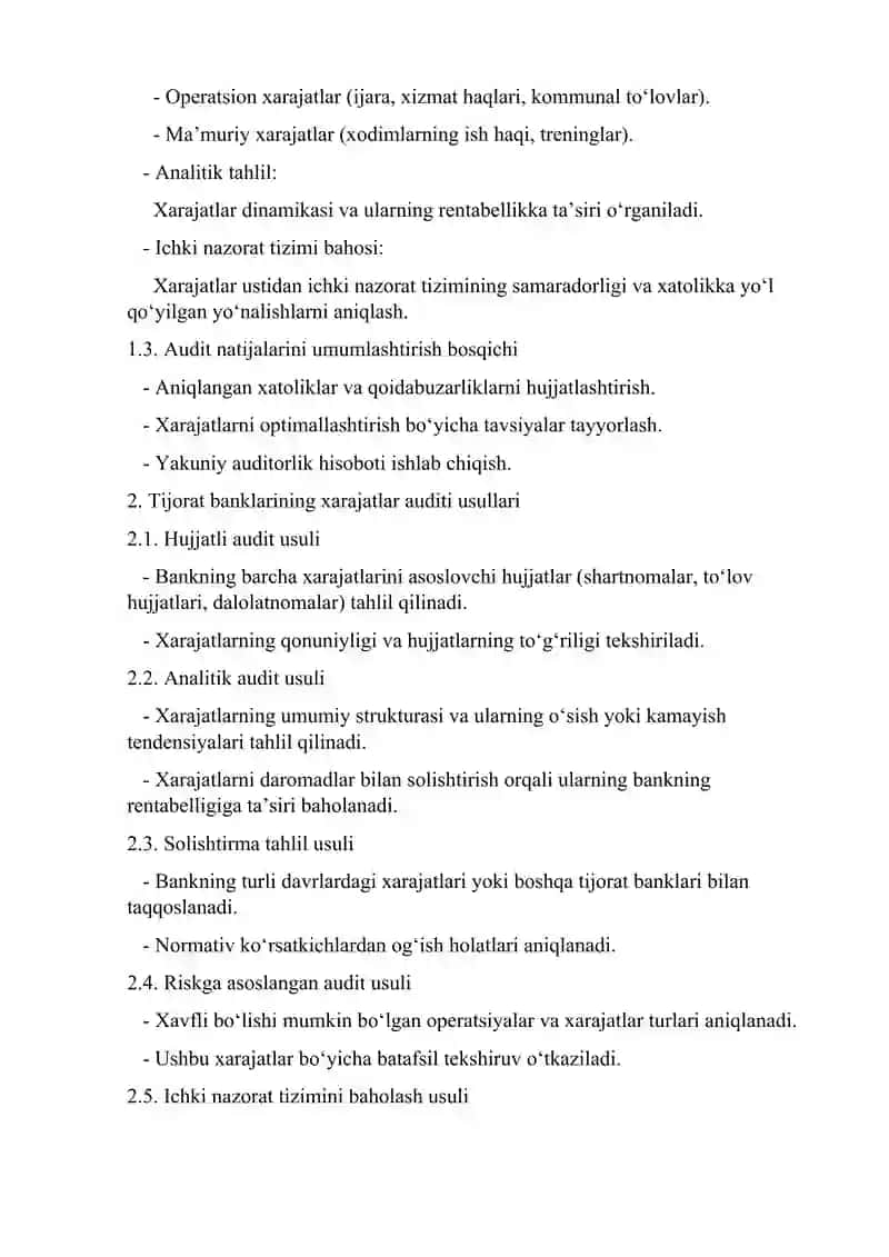 Tijorat banklarining xarajatlar auditi 4