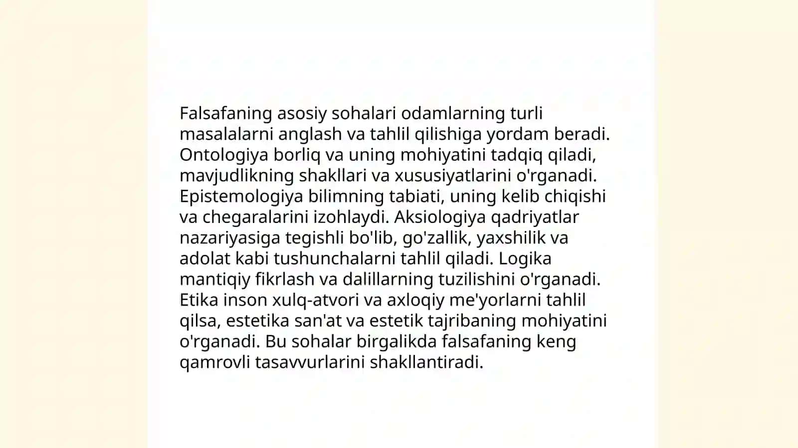 Falsafaning sohalari va vazifalari 4