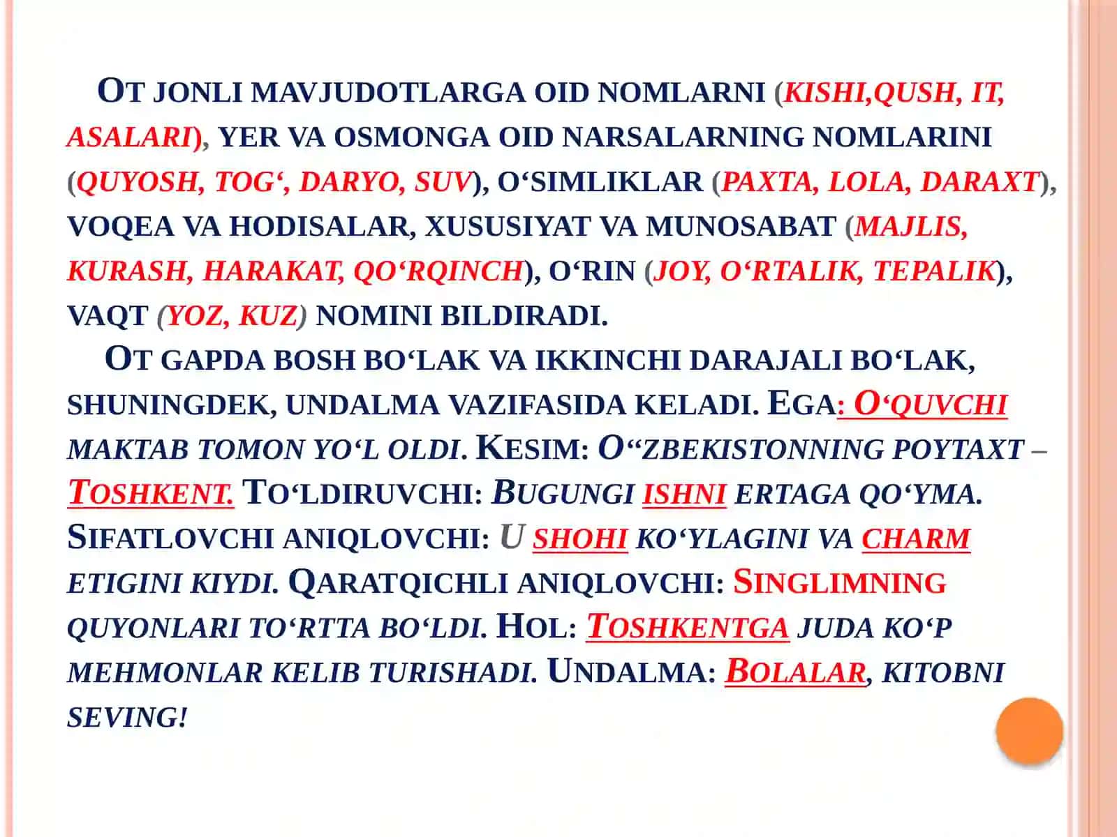 Mustaqil so‘z turkumlari. Ot so‘z turkumi 4