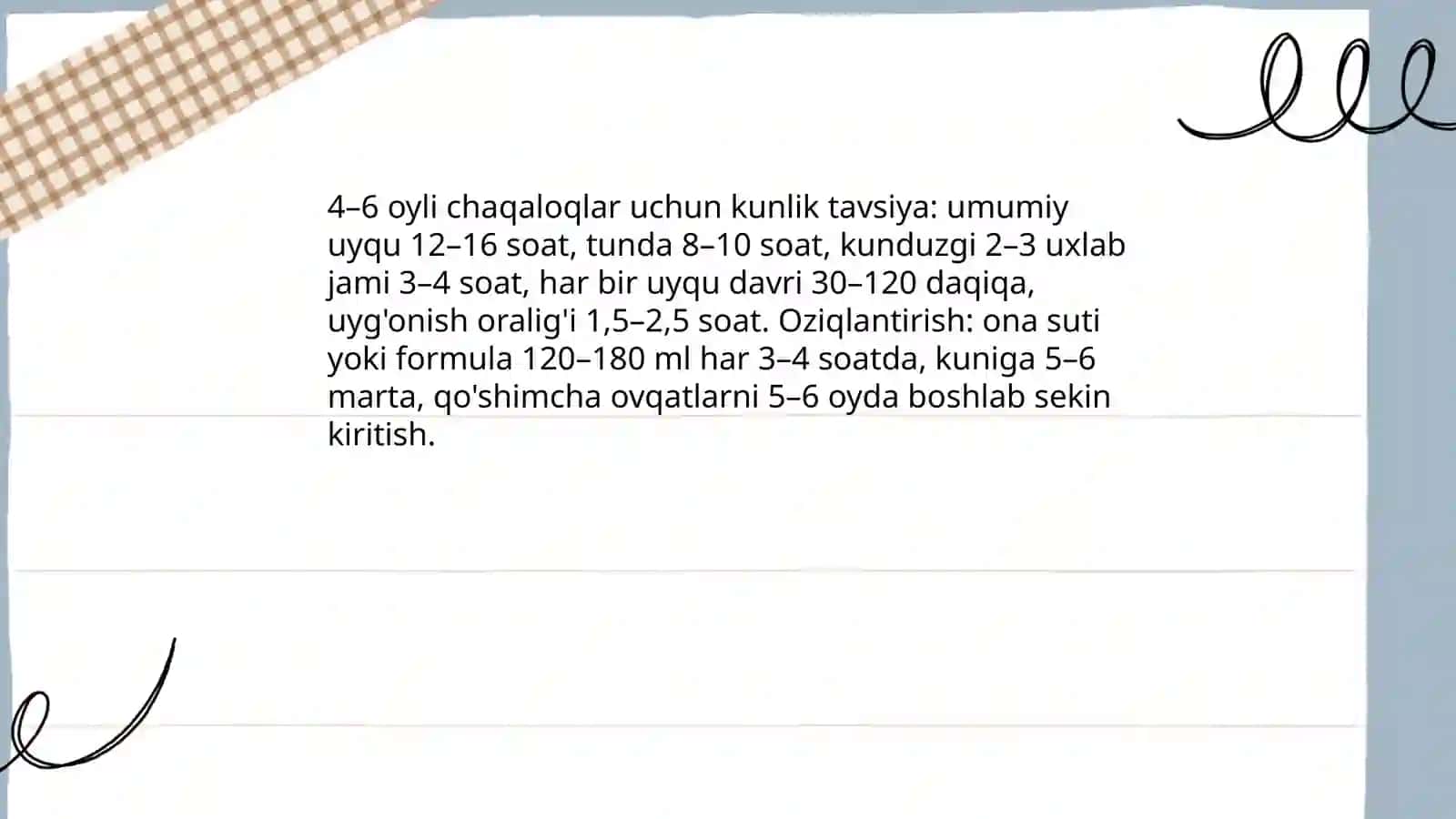 Turli yoshdagi bolalar uchun kun tartibi 4