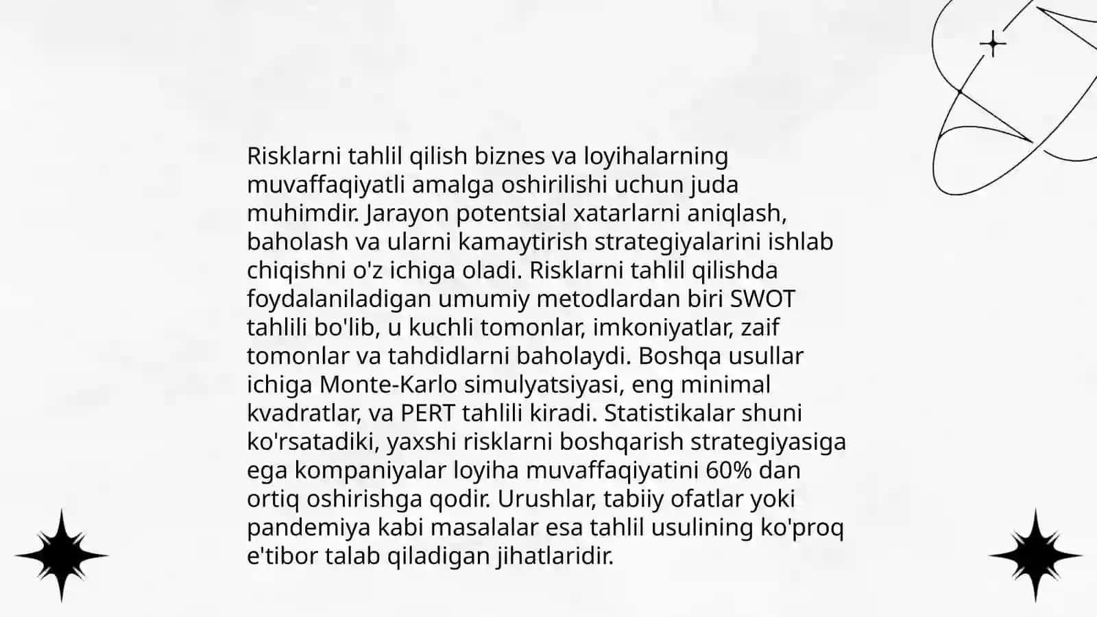 LOYIHA RISKLARINI BOSHQARISH 4