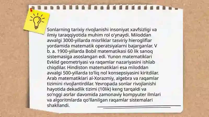 Son tushunchasini kengaytirish masalasi 4