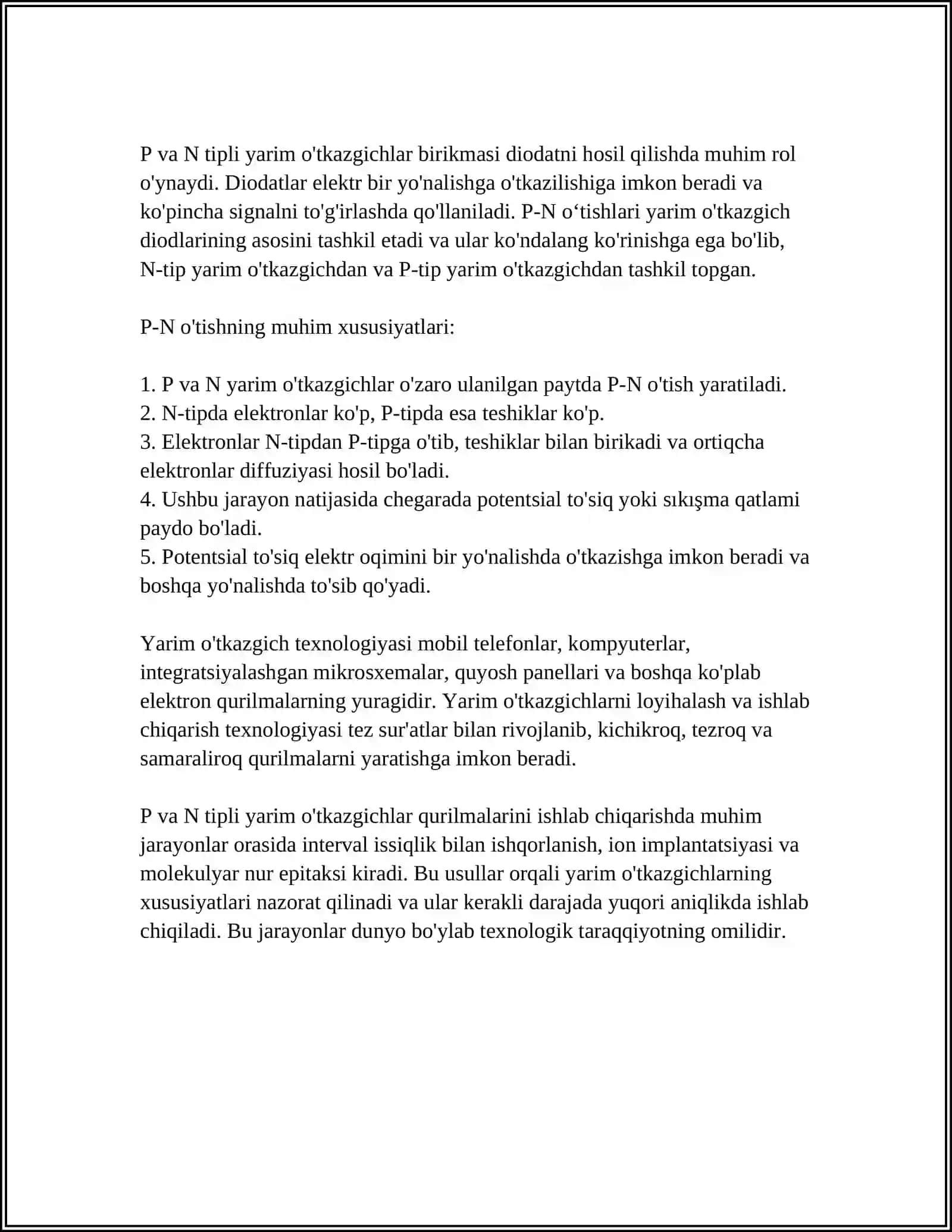 REFERAT Mavzu: P VA N TIPLI MATERIALLAR 4