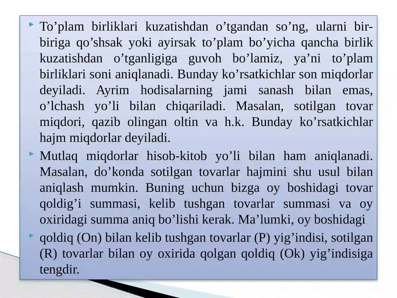MUTLAQ VA NISBIY MIQDORLAR 4