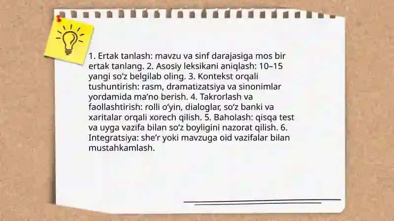 Chet tilidagi ertak va sherlardan foydalanish usullari. Storytelling 4