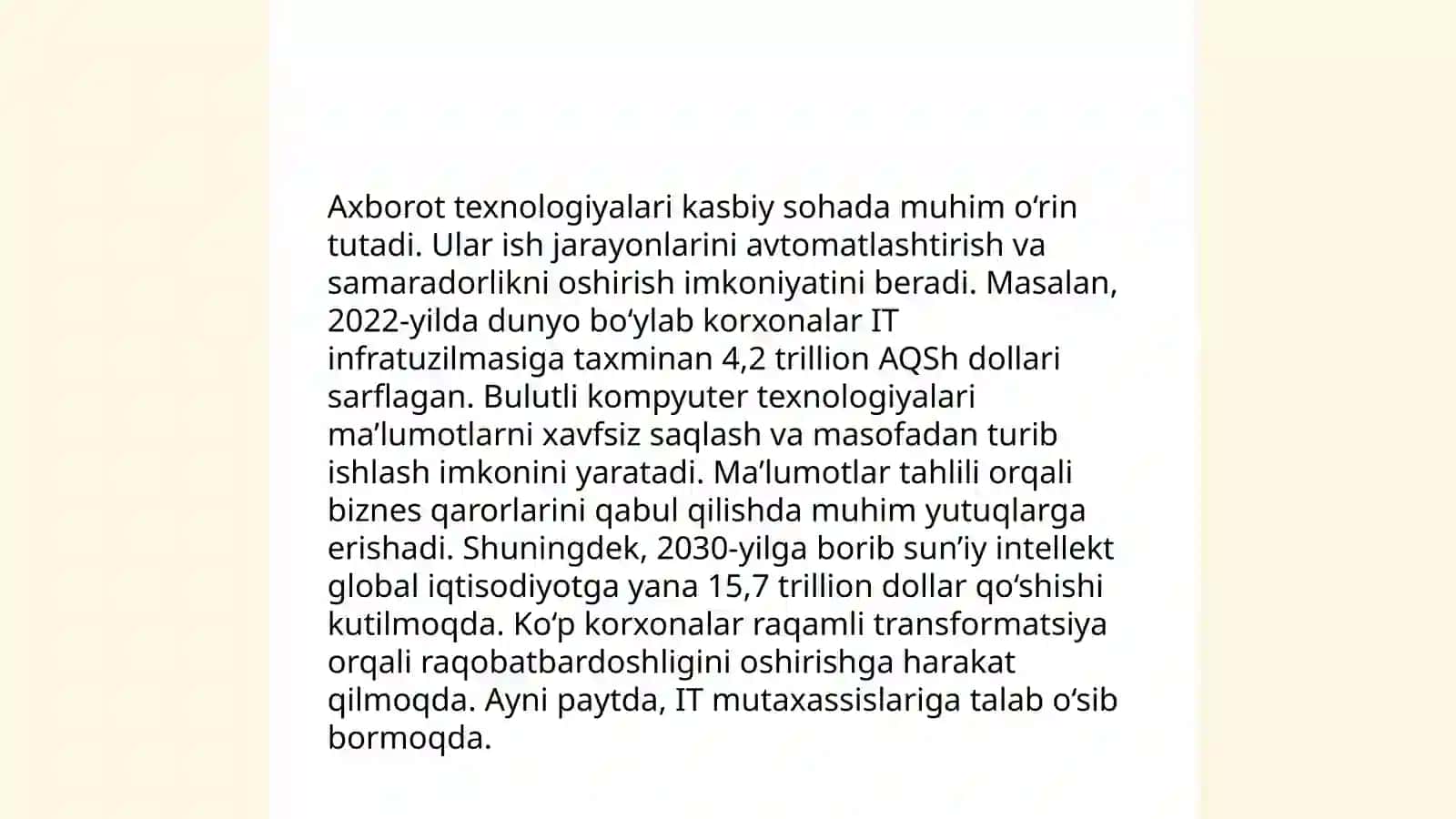 Kasbiy soha bo‘yicha kichik hajmdagi maqola yozish 4