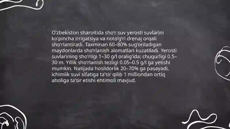 Oʻzbekiston sharoitida shoʻr suvni u 4