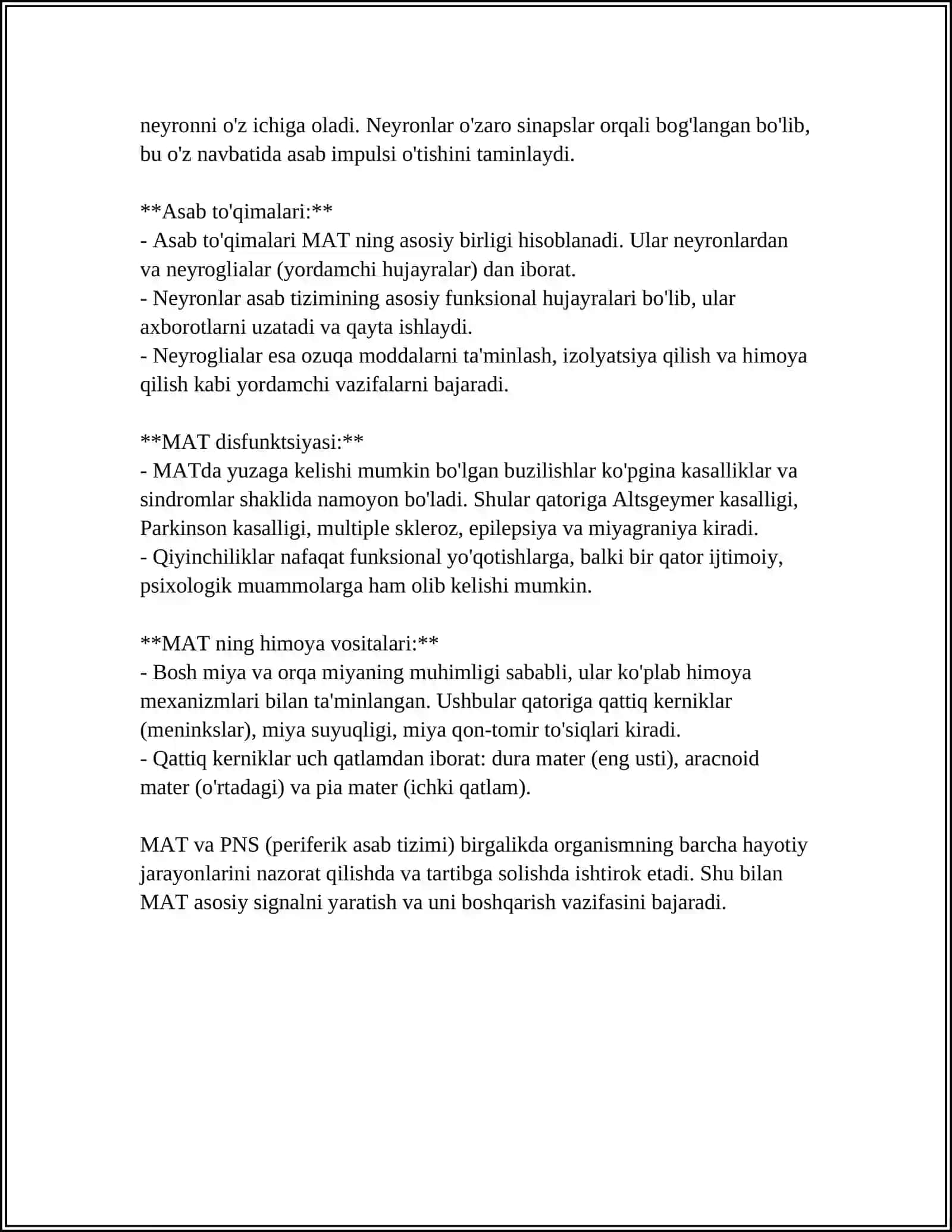 INSON ASAB TIZIMINING ASOSIY XUSUSIYATLARI 4