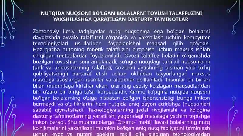 Talaffuz malakalarini shakllantirish reja 4