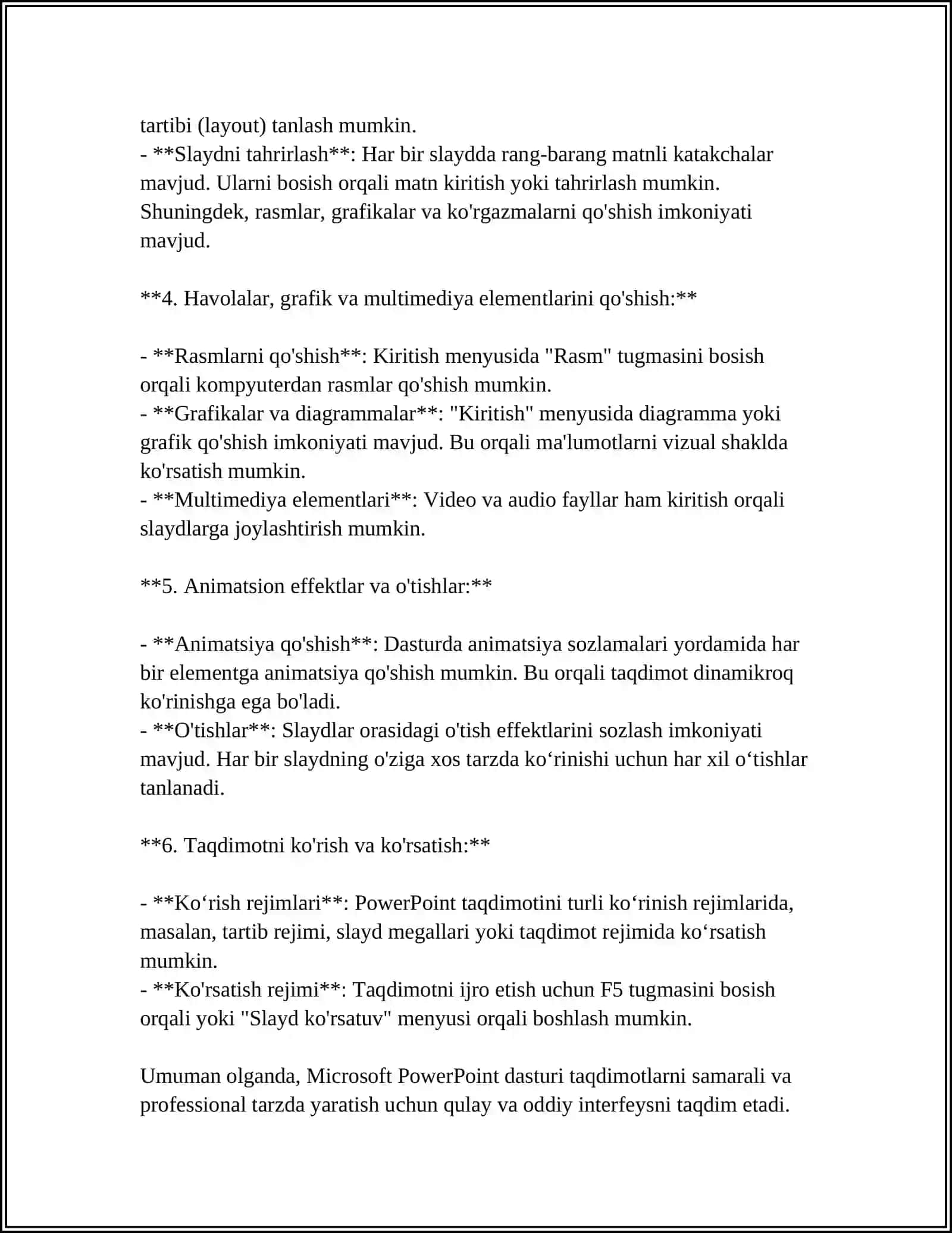 MS POWER POINTDA SLAYDLAR REJIMIDA ISHLASH 4