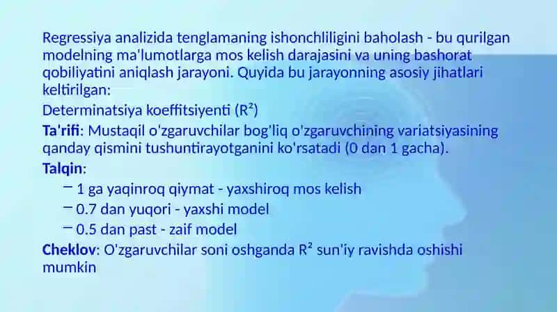 Regressiya tenglamalarining ishonchliligini baholash 4