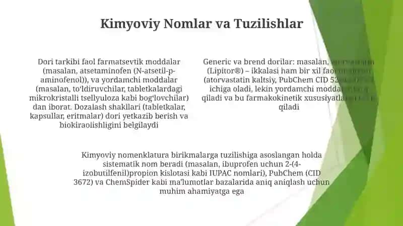 Dori nomenklaturasi va kimyoviy nomlar 4