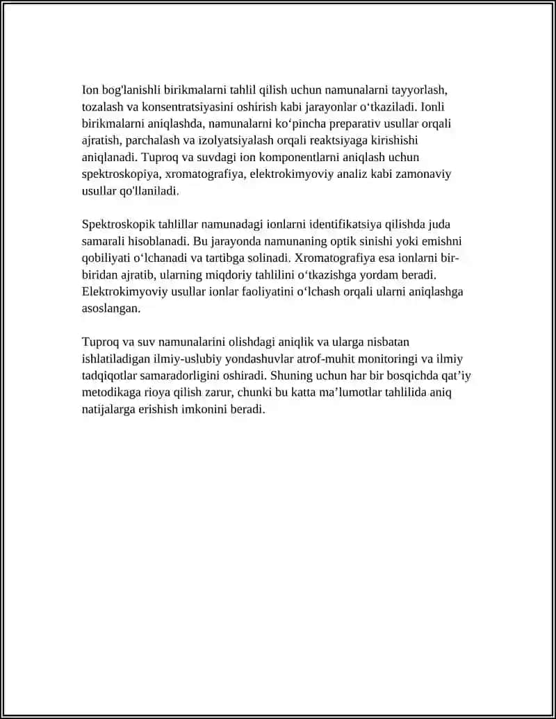 TUPROQ VA SUVNING IFLOSLANISHIDA ION BOG'LANISHLI BIRIKMALARNI ANIQLAB 4