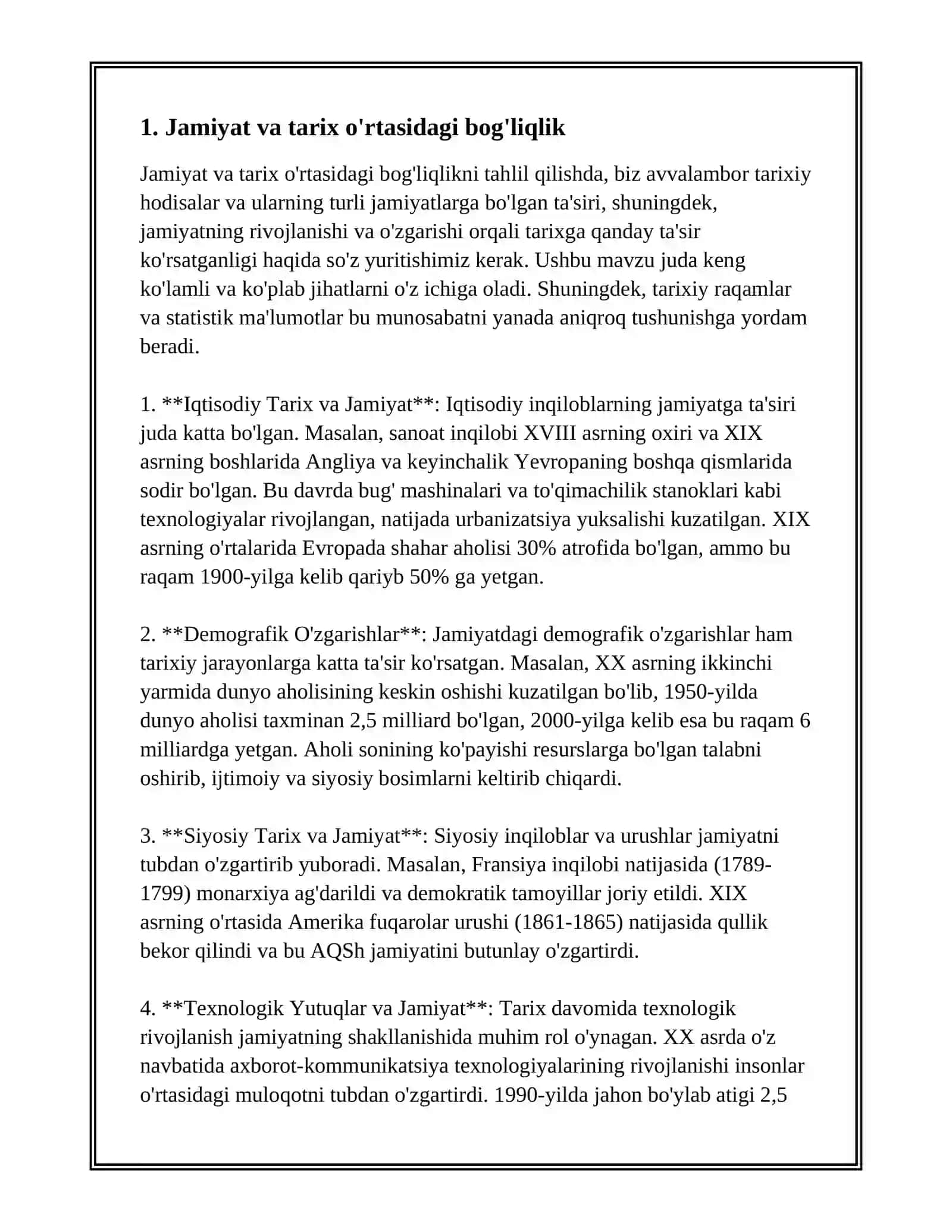 JAMIYAT TARAQQIYOTIDA TARIXNING MAZMUNI YO'NALISHLARI VA KONSEPSIYALARI 4