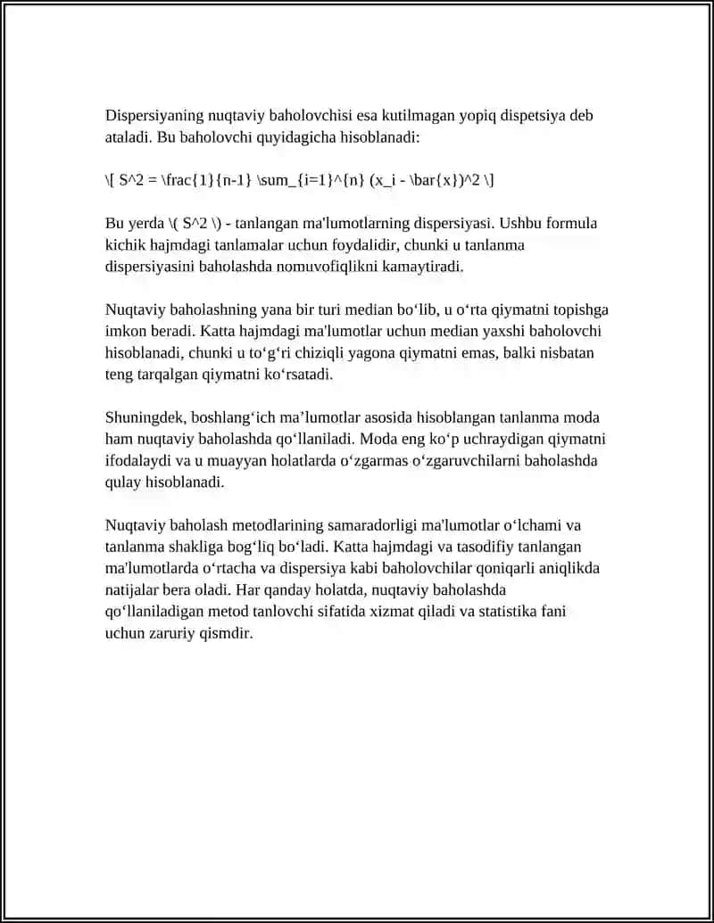 STATISTIKALIK BAHOLASH 4