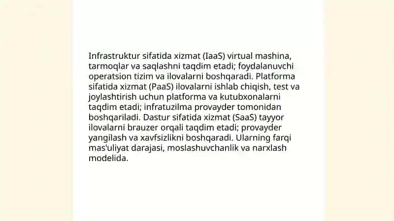 Bulut (Could) texnologiyalari haqida 4