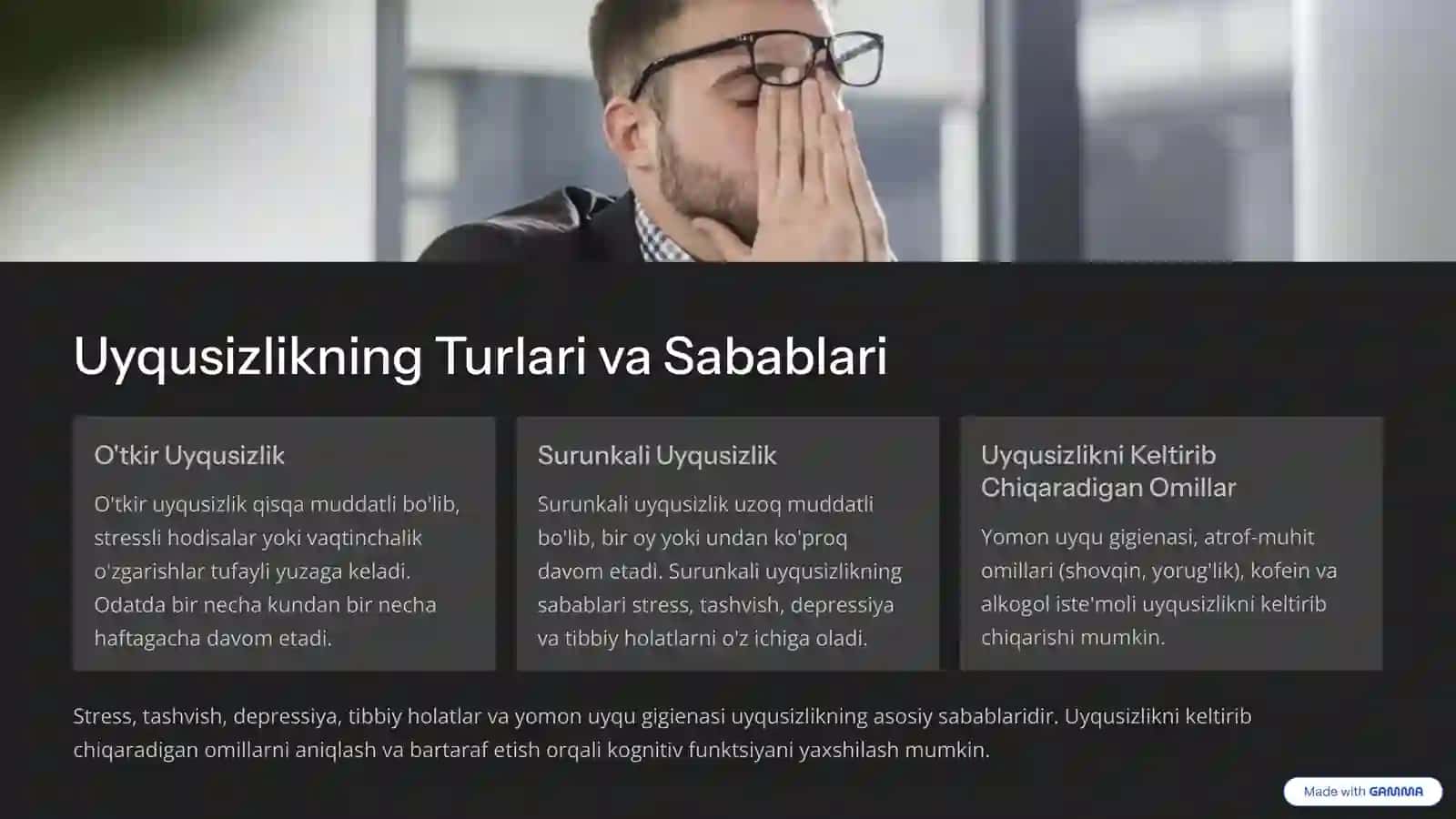 Uyqusizlik va Kognitiv Funktsiya 4