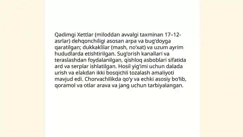 Qadimgi Xettlar va ularning mashgʻulotlari 4
