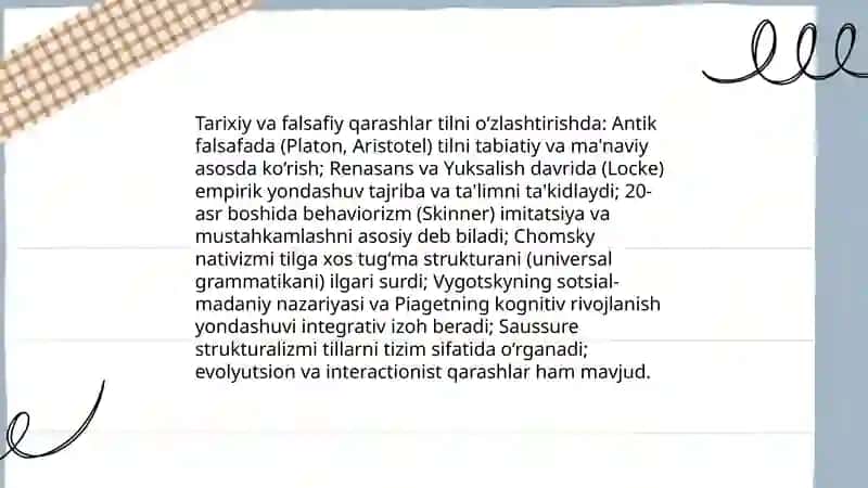 Tilni ozlashtirish(nutq ontogenezi)haqida qarashlar 4