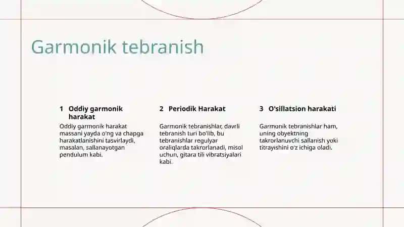 Tebranishlar haqida tushuncha.garmonik tebranishlar 4