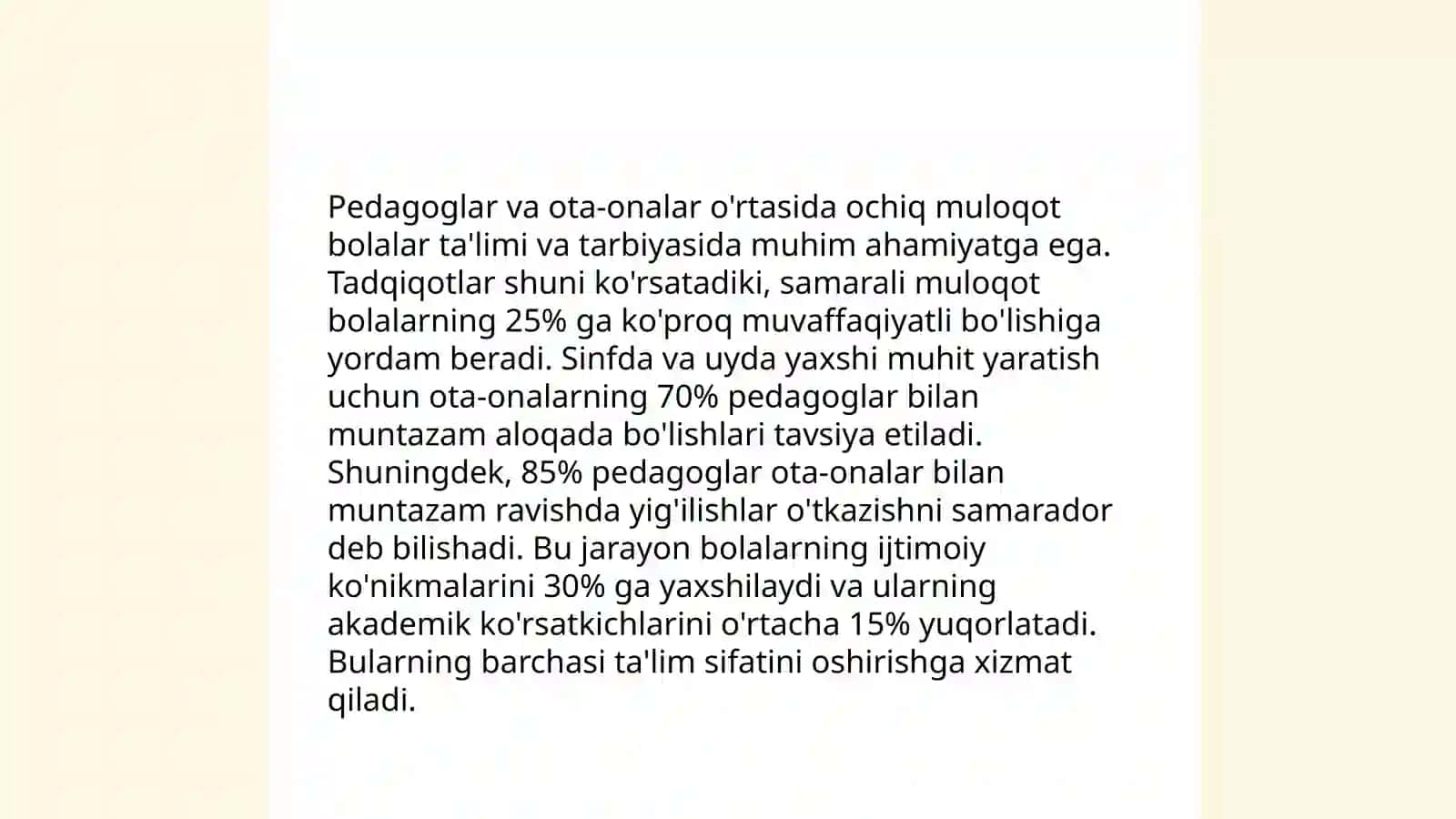 Ota-onalar bilan muntazam uchrashuvlar tashkil etish 4