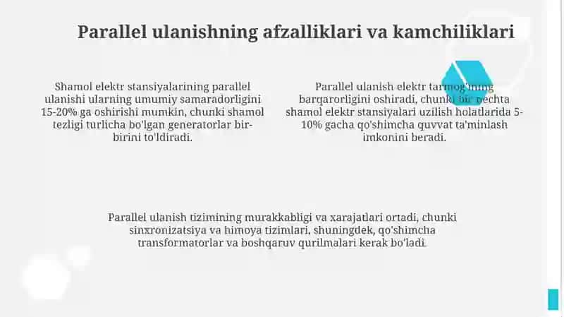 Elektr tarmog'i bilan parallel ulangan shamol energetik qurilmalari 4