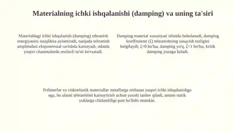 Mexanik tebranishlarda energiya yo'qotilishini kamaytirish usullari 4