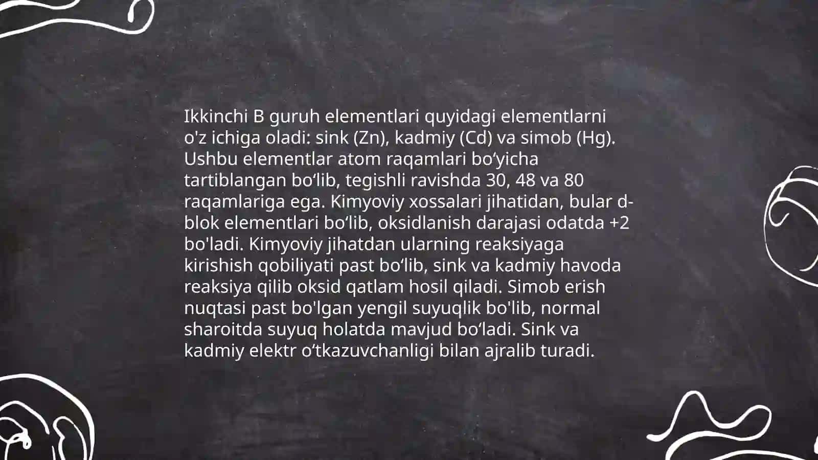 Ikkinchi B guruh elementlari ( HG misolida) 4