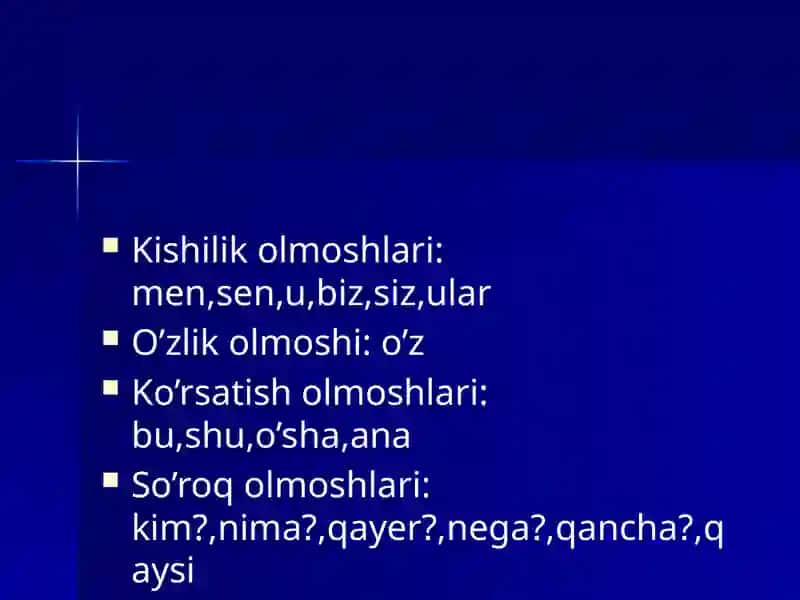 Olmosh So'z Turkumi 4
