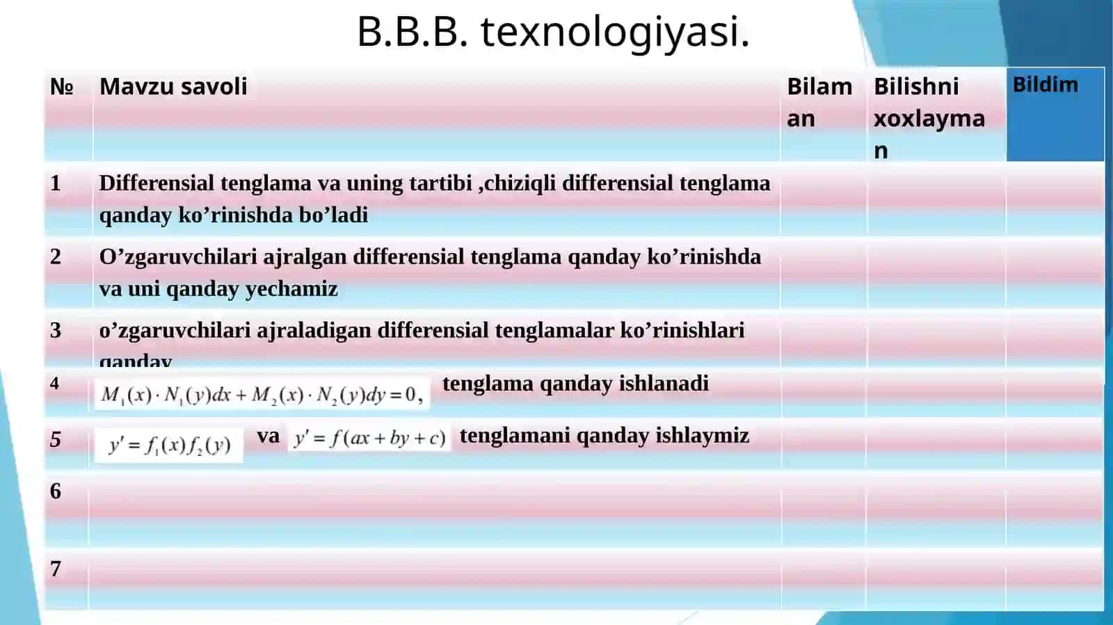 Birinchi tartibli differensial tenglamalar 4