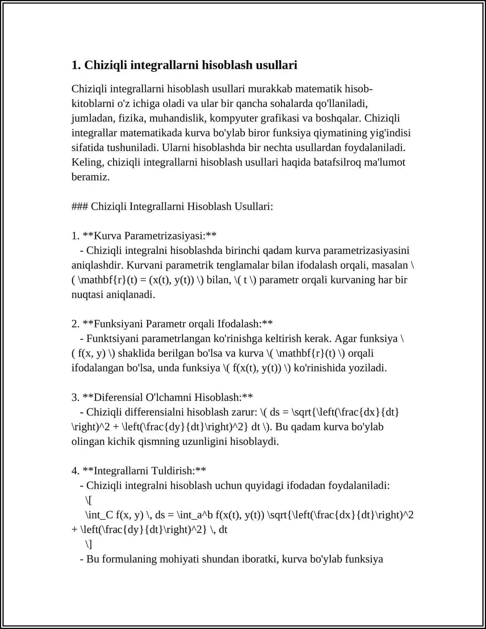 Chiziqli Integrallarni Hisoblash Usullari 4