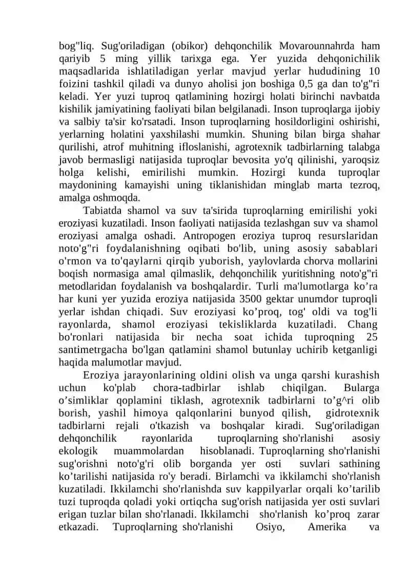 Tuproq sho’rlanishi sabablari va uni oldini olish chora tadbirlari 4