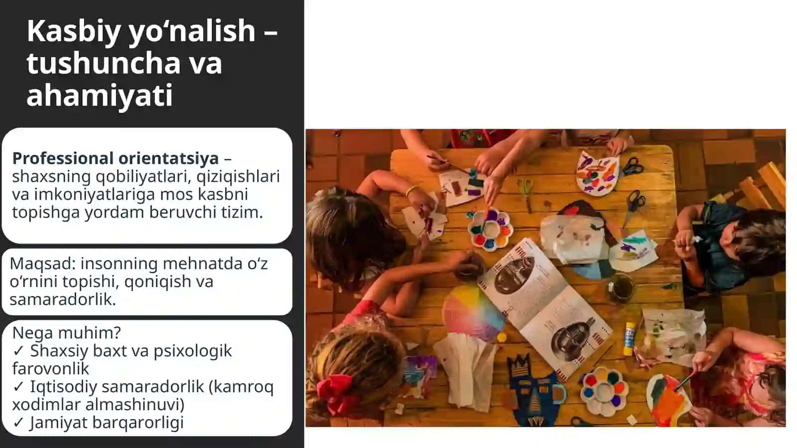 Kasbiy yo'nalish va kasb tashlash muammosi 4