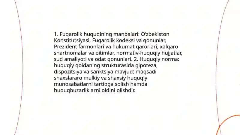 Fuqarolik-huquqiy munosabatlar 4